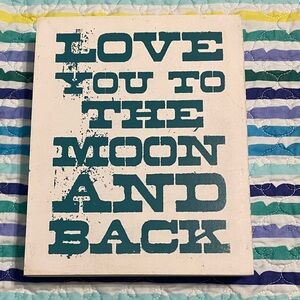 Love You to the Moon and Back Wall Art - Teal and White
